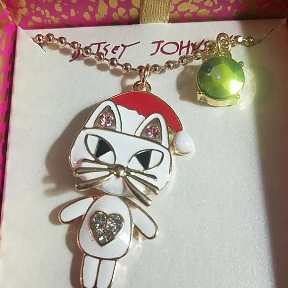 Betsey Johnson Jewelry - Betsey Johnson white kitty with Santa hat new